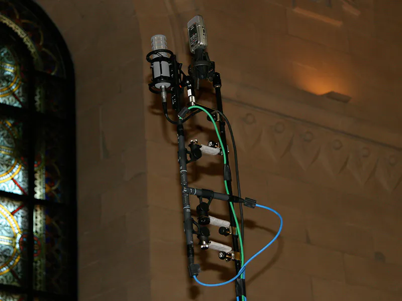 Three surround microphone systems in front of the organ of the Grand Séminaire de Montréal chapel